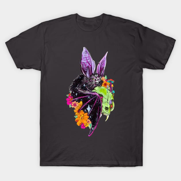 Batty Vibes - Trippy Goth Art T-Shirt by rosiemoonart